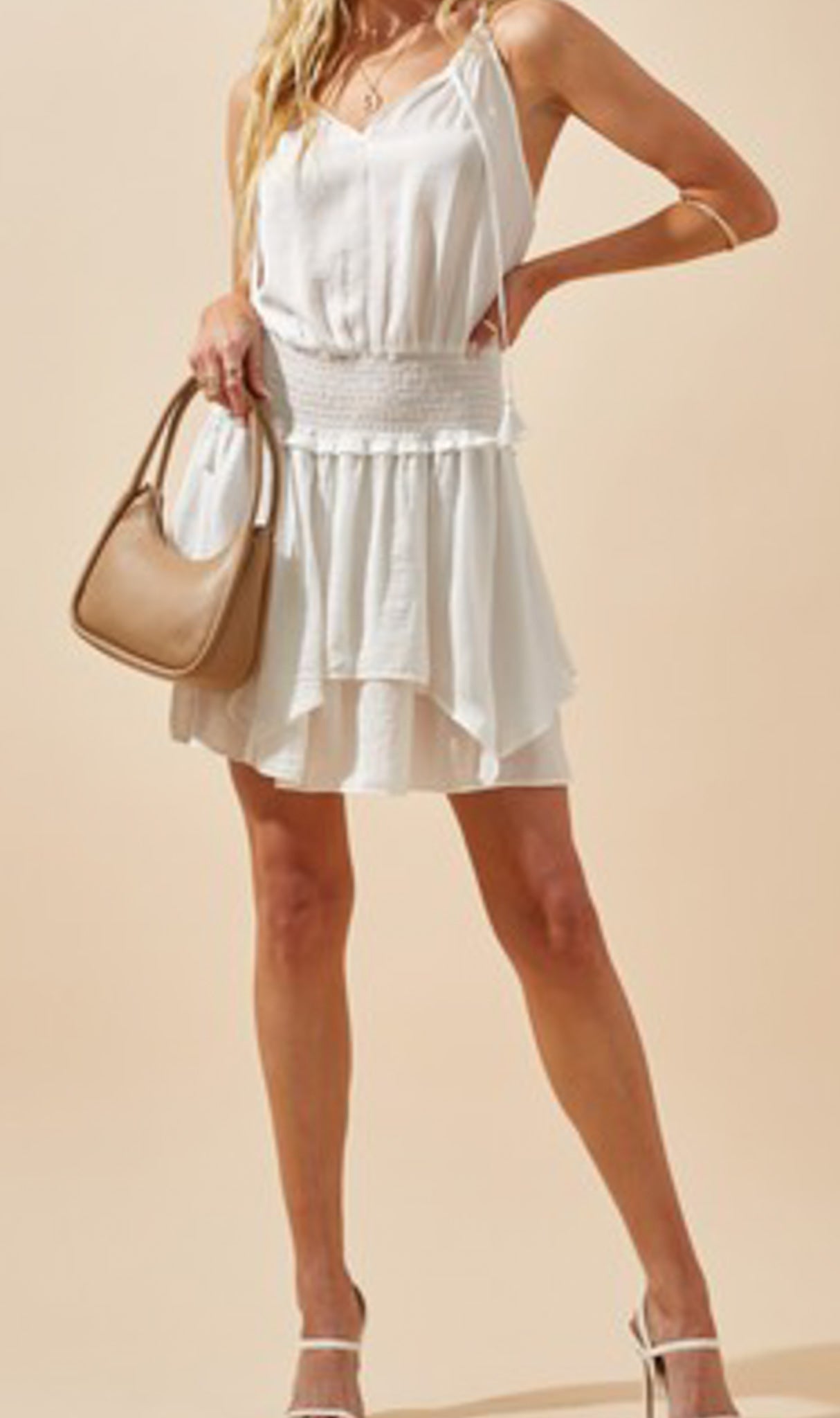 sleeveless mini dress with tassels